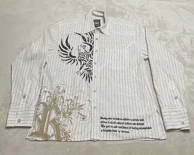 Roar BKE Shirt Mens Large White Long Sleeve Western Eagle Embroidered Button Up • $15.95