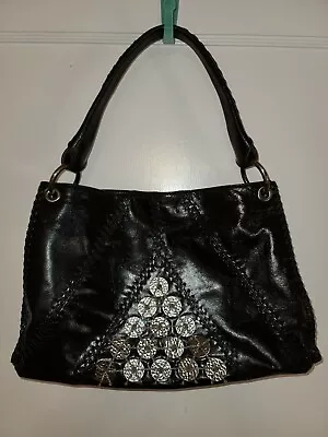  Black Leather Via Spiga Shoulder Strap Purse Handbag BB • $25