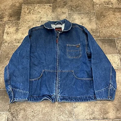 Vintage RIGGS Workwear By Wrangler Mens Long Sleeve Blue Denim Work Jacket 2XL • $39.99