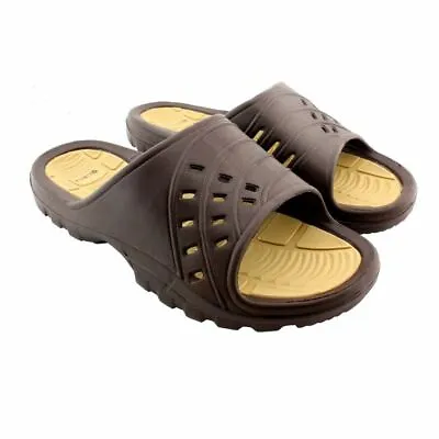 Men's Kaiback Simple Slide Brown Shower Shoe | Poolside Beach Sandal Gym Slides • $7.99