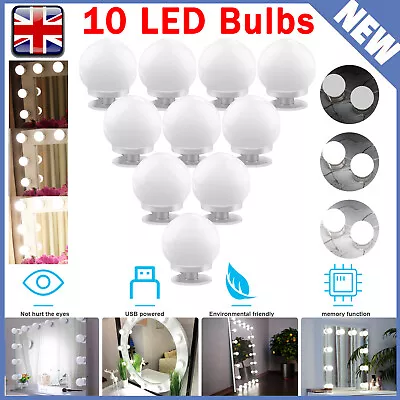 5V Make Up Mirror Lights 10 LED Bulbs Dimmable Vanity Dressing Table USB Lamp • £9.85