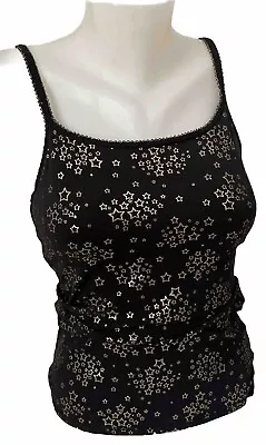 Express Womens Sexy Basic Bra Cami Top Black Gold Foil Stars Black Small NEW • $19.99