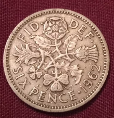 £0.99 • Buy 1962 Six Pence 6d Coin, Lucky Sixpence Tanner Tudor Rose Thistle Leek Shamrock C