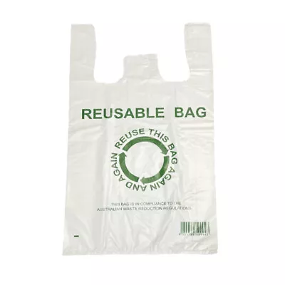 Reusable Super Jumbo Plastic Bags 640x400mm Grocery Shopping Heavy Duty Bags • $23.80