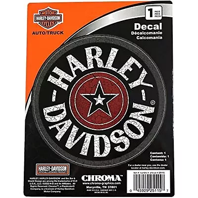 CG25115 Harley-Davidson Aged Vintage Star Badge 5 1/4  Round Decal • $12.95