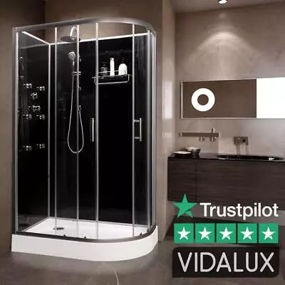 Vidalux 1200 X 800 Left Shower Cabin Black UK's #1 Fast Build Enclosure No Leaks • £559