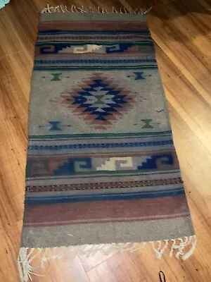 $199.99 • Buy Zapotec Oaxacan Hand Woven 61” X 28.5” Floor Mat Wall Hanging Wool Weaving Rug