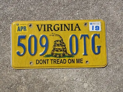 2019 Virginia Dont Tread On Me License Plate 5090TG Snake Gadsden Flag Don't VA • $39.99