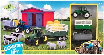 Kids Farm Set Plastic Toy Play Set Animals Tractor Figures Childrens Gift Set • £17.99