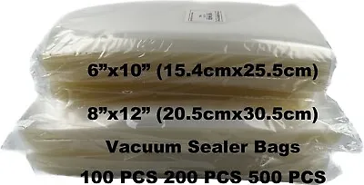 $15.95 • Buy 500 Quart Vacuum Sealer Bags 8x12 6x10 Embossed Food Saver Storage Package 4 Mil