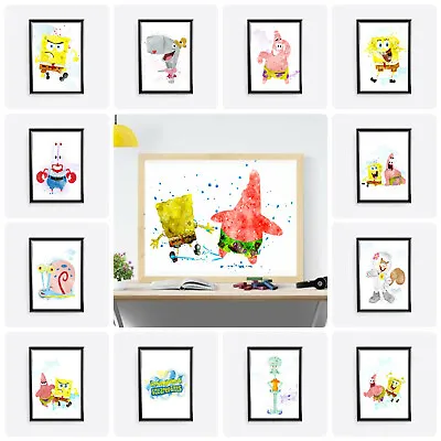£5 • Buy Spongebob Square Pants Patrick Squidward Mr Krabs Character Wall Art Prints