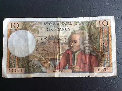 France: 10 Francs Banknote (Voltaire 06/03/1969) • $1.17