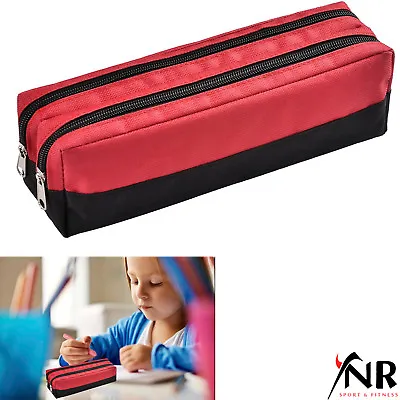 Large Double Zip Fabric Pencil Case - Ideal For School/College/Uni.- Make Up Bag • £6.99