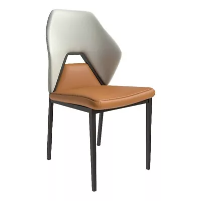 LeisureMod Eclat Dining Chair With Leather Seat And Iron Legs Black • $345.99