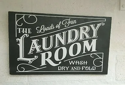 £8.89 • Buy Laundry Room Loads Of Fun Plaque Sign Shabby Vintage Chic Wooden Hanging Plaque