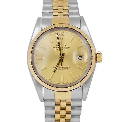 Rolex DateJust 36mm CHAMPAGNE 18K Yellow Gold Stainless Steel JUBILEE 16013 • $4793.74