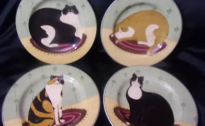 (LOT Of 4) Sakura Cat Collection By Warren Kimble 8  Stoneware SALAD Plates • $18