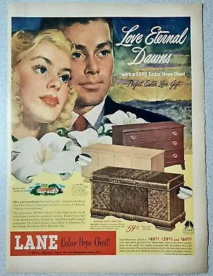 1948 Lane Furniture Vintage Print Ad Cedar Hope Chest Sweethearts Walnut Zebra • $7.36