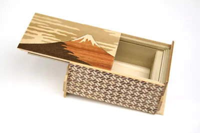 Yosegi Zaiku Hakone Secret Puzzle Box 21 Steps Mt. FUji Camellia Tsubaki JP F/S • £140.71