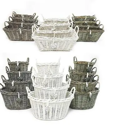 £9.99 • Buy Shabby Chic Easter Egg Wicker Wedding Flower Kitchen Fruit Storage Hamper Basket