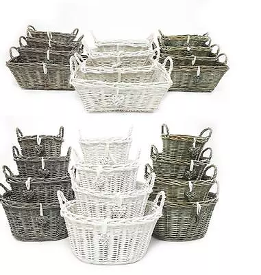 Shabby Chic Easter Egg Wicker Wedding Flower Kitchen Fruit Storage Hamper Basket • £9.99