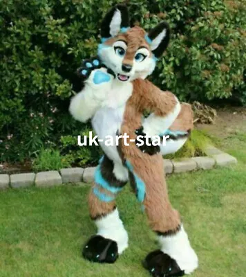 Long Fur Husky Dog Or Fox Mascot Costume Fursuit Halloween Suit Cosplay • $288