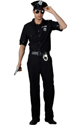 Mens POLICE OFFICER PC Cop Uniform Fancy Dress Costume Outfit Terminator 80s USA • £25.95