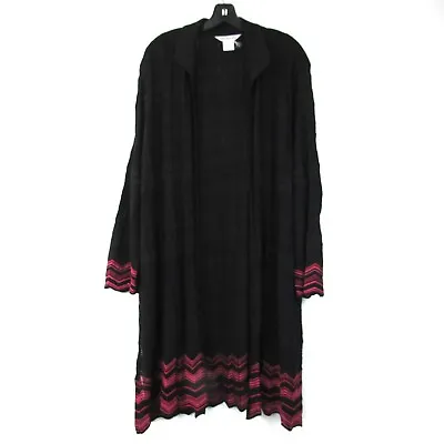 Exclusively Misook Cardigan Womens Plus Size 3X Black Red Pink Long Open Front • $90.99