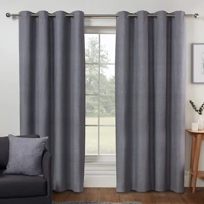 Sleepdown Textured Print Eyelet Lined Curtains For Bedroom & Living Room • £9.99