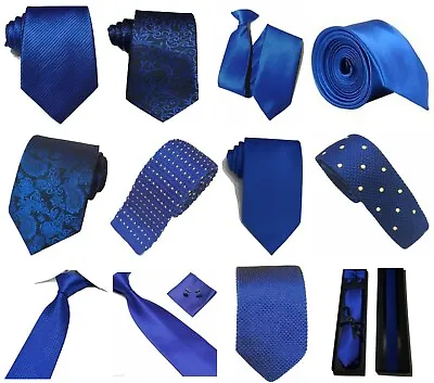 Royal Blue Collection Woven Paisley Jacquard Silky Knitted Satin Tie Wedding Lot • £4.79