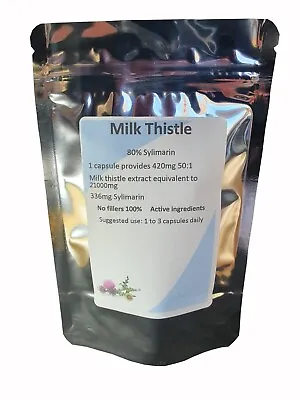 Milk Thistle Extract Veg Capsules Mega Strength 21000mg Detox NO FILLERS • £5.99