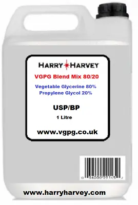 1L 1 Litre 80/20 Vegetable Glycerine VG MPG Propylene Glycol PG VGPG Blend Mix • £15