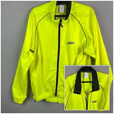 Louis Garneau Windbreaker Jacket Mens XL Yellow Black Neon Polyester Full Zip • $34.39