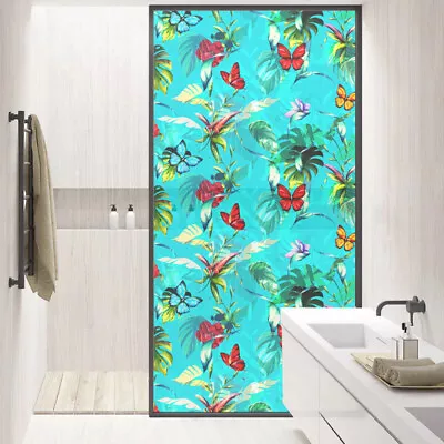 Chic Flower Floral Bird Swallow Butterfly Static Cling Window Film Glass Sticker • $29.69