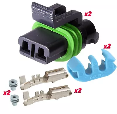 Delphi Metri-Pack FEMALE 2-Pin 280 Series Connector W/ 14 16 GA Wire Terminals • $8.99