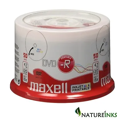 100 Maxell 275701 White Printable DVD-R 16x 4.7 GB 120 Mins Blank Discs Spindle • £25.99