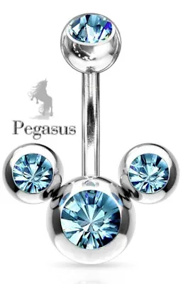 NEW & SEALED - Aqua Mickey Mouse  Crystal Belly Navel Bar Barbell • £7.99