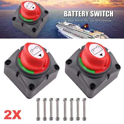 2Pcs Battery Switch Isolator Cut Off Kill Knob Camper Marine Boat Truck 12V/24V • £16.99
