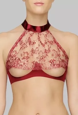 Coco De Mer Bra Red L Reign Elysse Halter Neck Lace See Through • £34.99