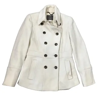 J.Crew Pea Coat Women’s 2 Cream Stadium Cloth By Nello Gori Wool Jacket Double • $46