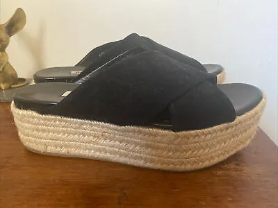 Miu Miu Black Suede Platform Espadrilles Sandals / 37 • $125