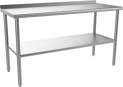 60'' X 24'' Stainless Steel Table For Prep & Work With Backsplash For Kitchen • $148.99