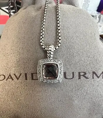 $129 • Buy David Yurman Sterling Silver 7mm Albion Pendant W/Morganite & Diamonds  18 Inch