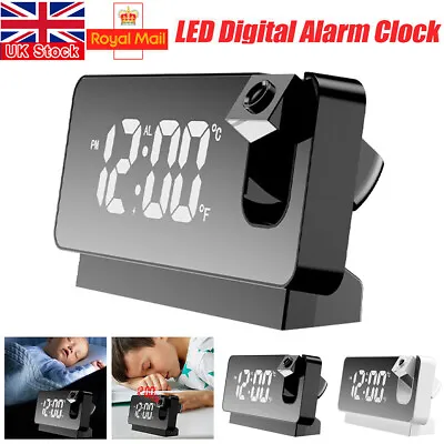 £13.98 • Buy Digital LED Projection Alarm Clock Temperature Date Snooze Ceiling Projector NEW