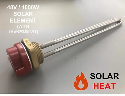 Solar Immersion Heater Element 48V 1KW (1000W) With Thermostat DN32 BSP 1 1/4 • £59.99