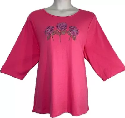 Quacker Factory Hydrangea Shimmer Threads Embellishd Stunning Top Plus 3X 2X NWT • $25.50