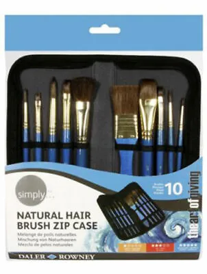 Daler Rowney Simply Watercolour Brush Zip Case- 10 X Art Paint Brushes & Wallet  • £11.99