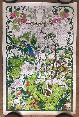 Adam And Eve Collage Collage Vintage Poster Hand Colored 1970 Doodle Art 1970s • $95.95