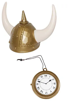 Deluxe Flava Flav Viking Helmet Clock Necklace Rapper Funny Costume Accessory • $19.99