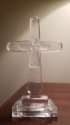 TOWLE 24% LEAD CRYSTAL CROSS WITH ANGEL MADE IN POLAND W/sticker EUC EASTER • $9.99